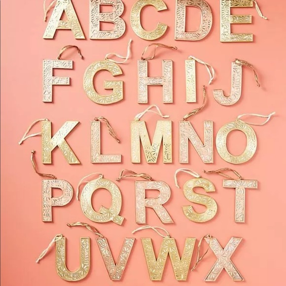 Anthropologie Gold Brass Metal Monogram Ornament U - Picture 3 of 3